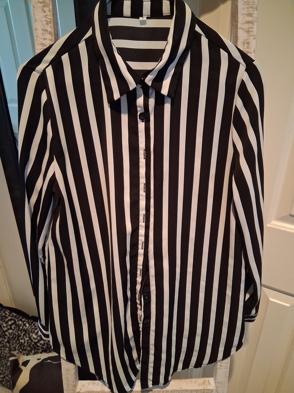 Black and White Vertical Stripe Button-Up Shirt w/ Purse also for SALE!!!